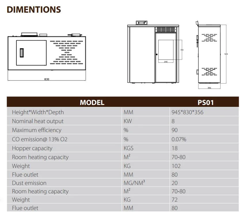 New Product Freestanding Room Heaters Pellet Stove Fireplace for Home Use in Winter