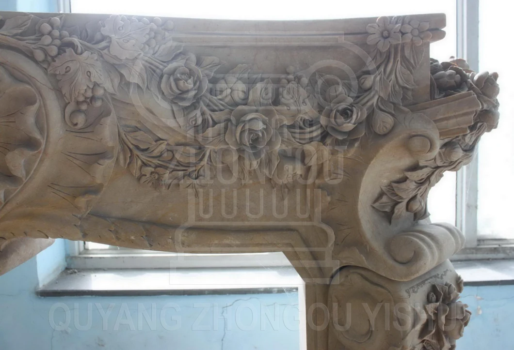 Marble Stone Fireplace Mantel Piece Carved Floral