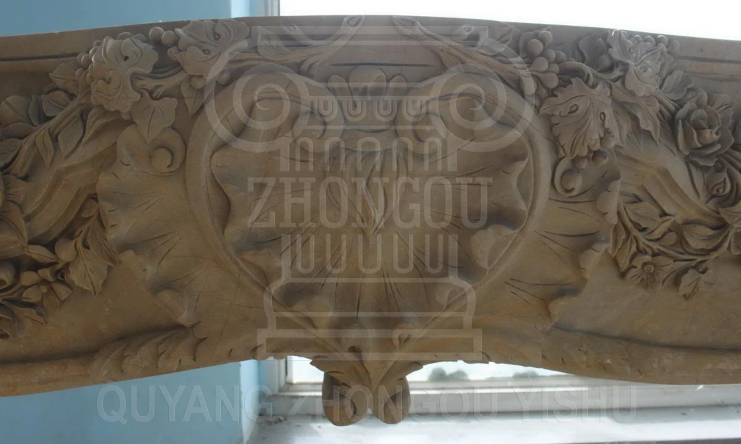 Marble Stone Fireplace Mantel Piece Carved Floral