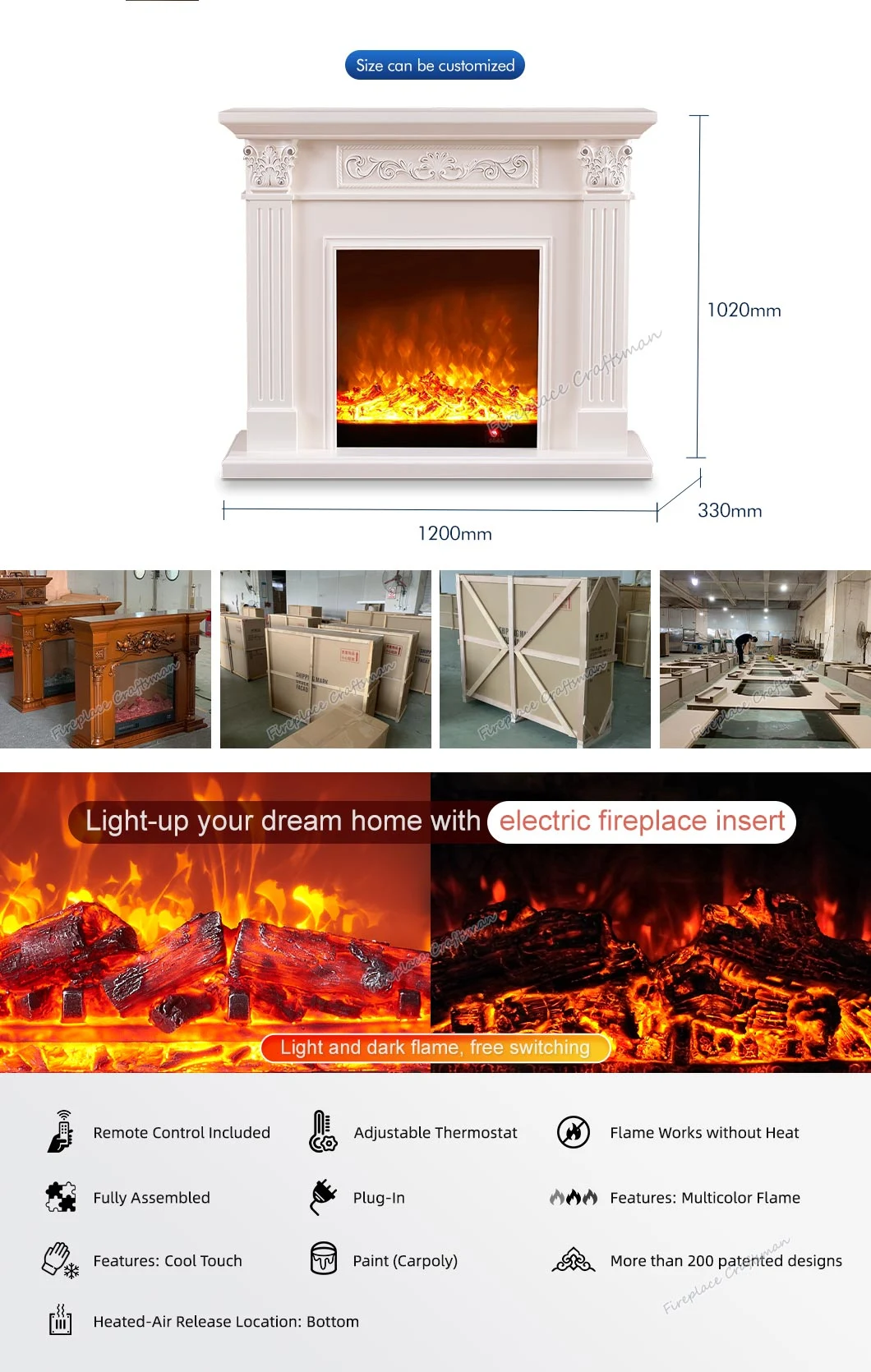 Free Standing Fireplace Heater Electric Fireplace Heater Portable Heater 321
