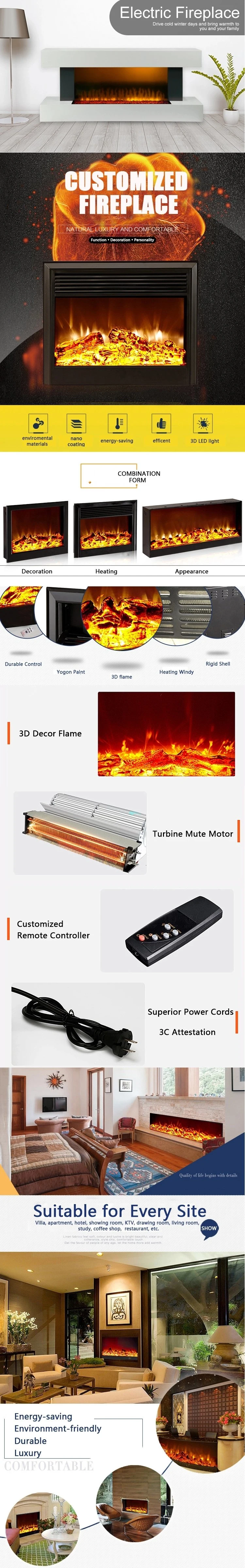 Smart APP Remote Control 3D Decor Fire LED Decorative Insert Recessed Wall Mounted Electric Fireplace