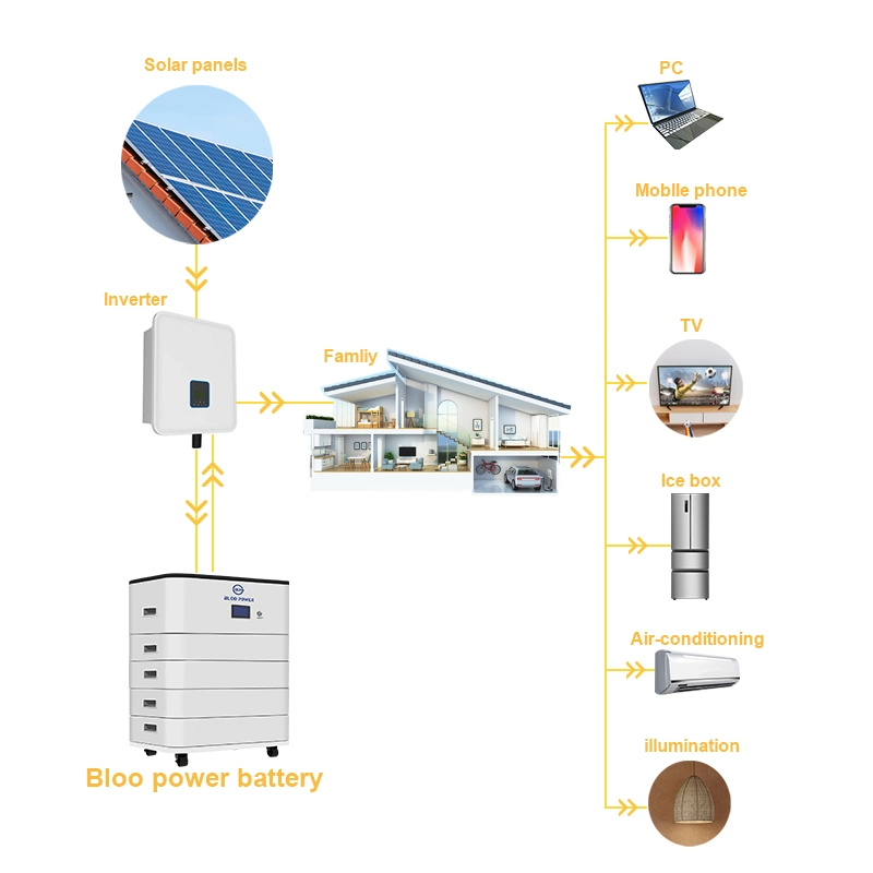 Bloopower 15kwh Electric BMS Chargers House Supply at Home on Grid Phosphate Polymer off Grid Home for Wind Energy Storage Battery