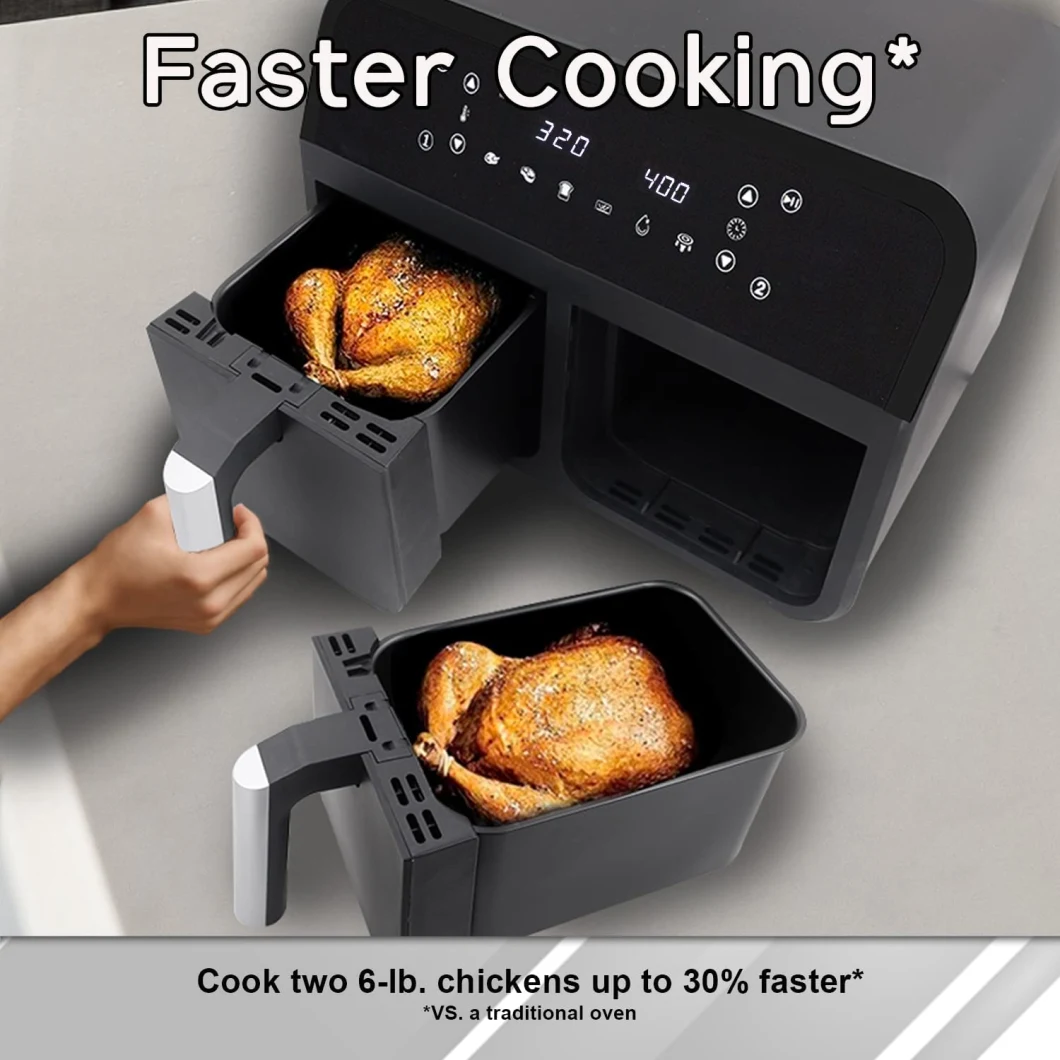 8-in-1 Dualzone Technology, 2-Basket Air Fryer with 2 Independent Frying Baskets