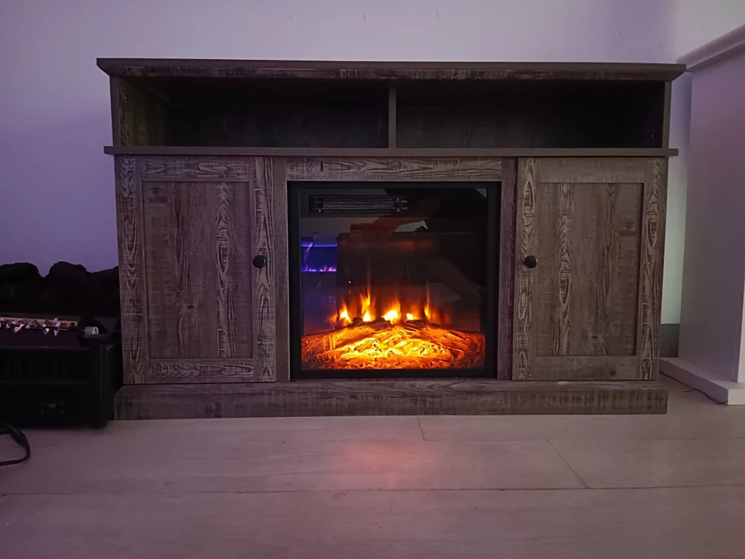 Instead of The Traditional Old-Fashioned Real Fire, an Electronic Fireplace with a Heating Heater and a Simulated Flame