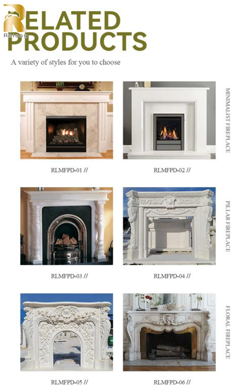 Home Decoration Natural Luxury Freestanding Stone Marble Fireplace with Baby Statue Home Indoor Decor