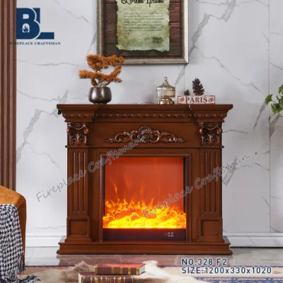 卸売電気暖炉、高品質の木製暖炉マントル、販売のための自立型白い暖炉